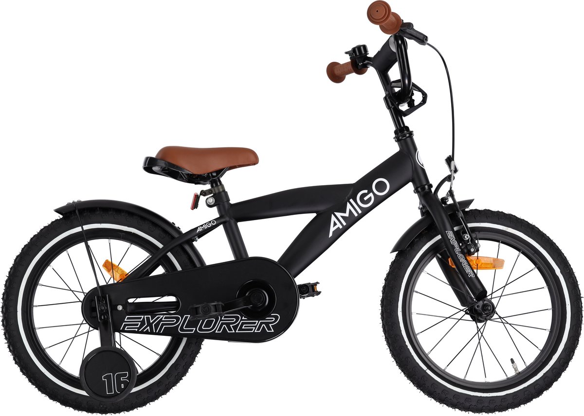 AMIGO Explorer Jongensfiets 18 Inch - Kinderfiets voor > 5 Jaar - 110-120 cm - Terugtraprem - Zwart/Wit Kinderfiets kopen online