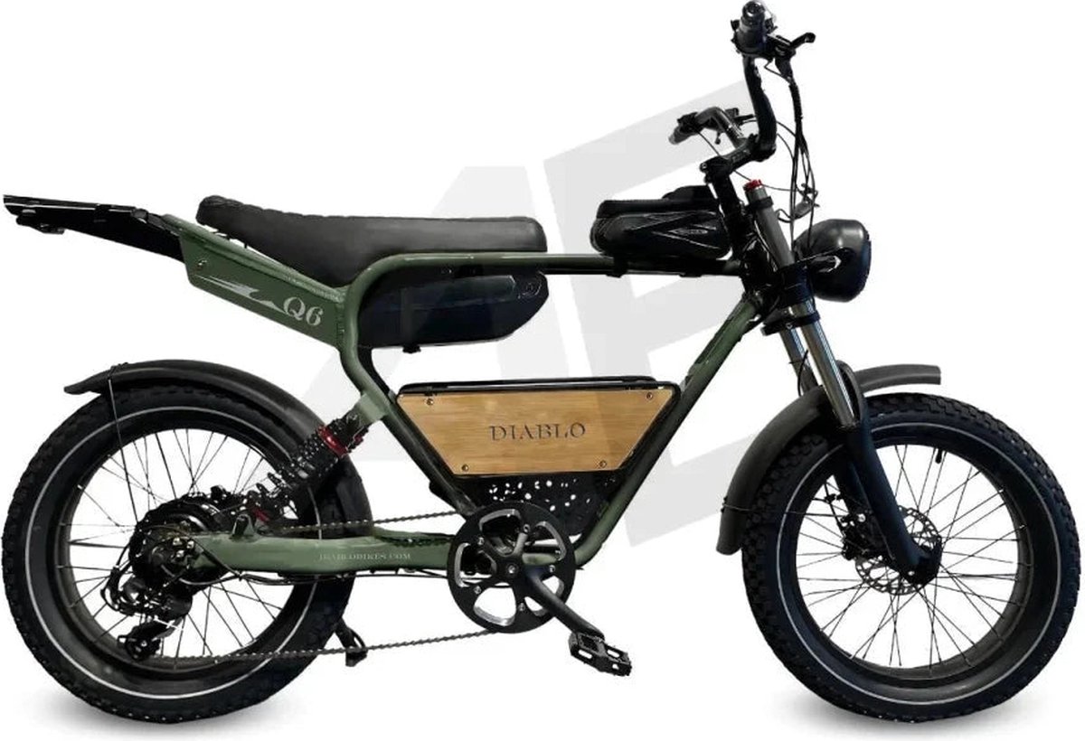 Diablo Q6 Fatbike 7RD Shimano en Hydraulische remmen met alle Accessoires - Mat Groen Fiets (elektrisch) kopen online