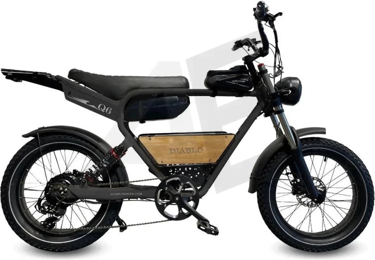 Diablo Q6 Fatbike 7RD Shimano Versnellingen en Hydraulische remmen inclusief alle accessoires - Mat zwart Fiets (elektrisch) kopen online