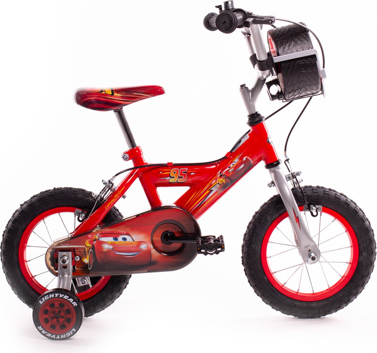 Disney Cars Lightning McQueen 12 inch Kinderfiets + Trainingswielen voor Jongens of Meisjes 3-5 jaar Kinderfiets kopen online