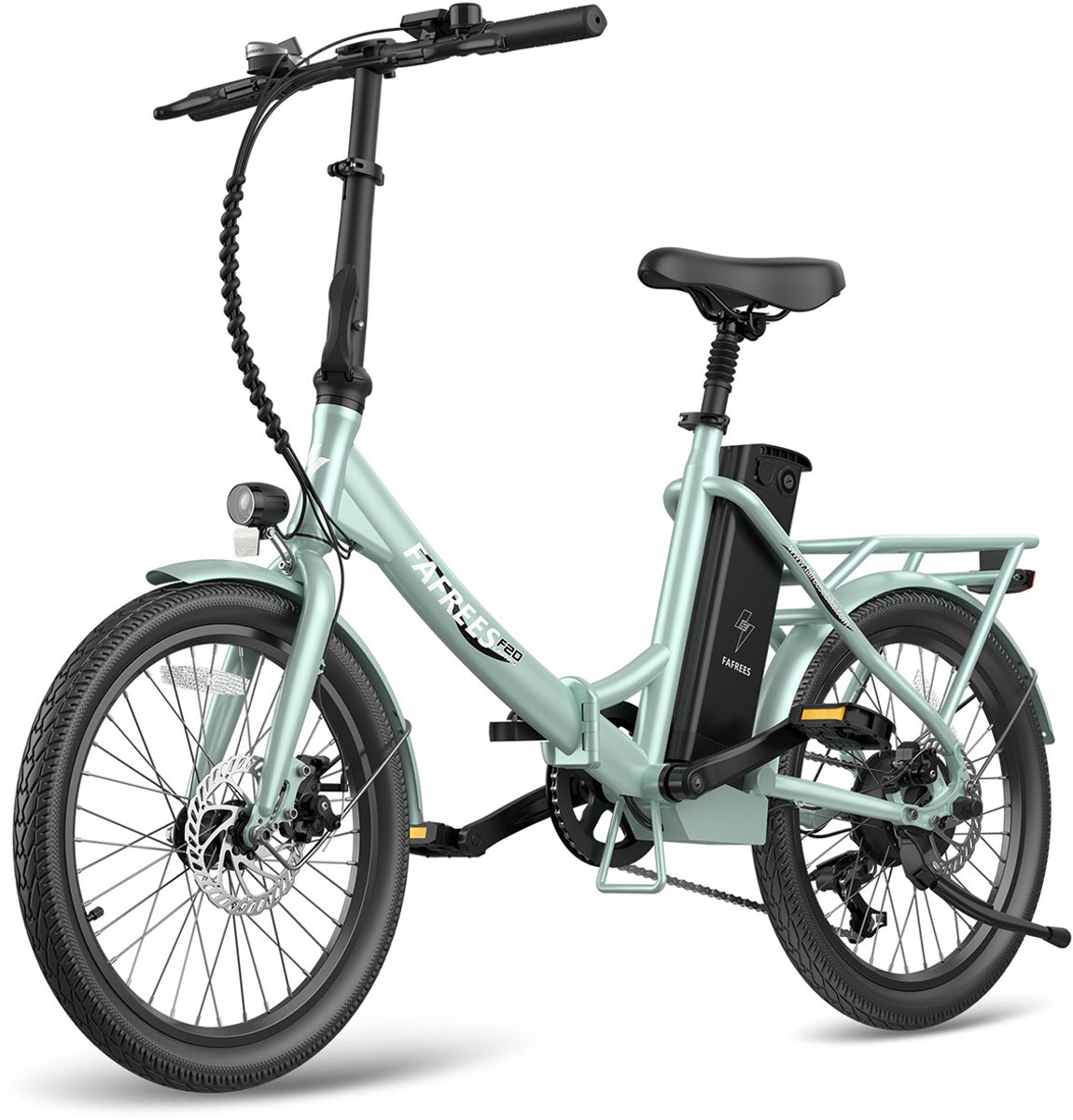 fafrees elektrische fiets f20 lasting elektrische vouwfiets 36v 18 2ah accu 120 km actieradius 250w motor 20 inch banden mechanische schijfremmen shimano 7 versnellingen lcd display groen