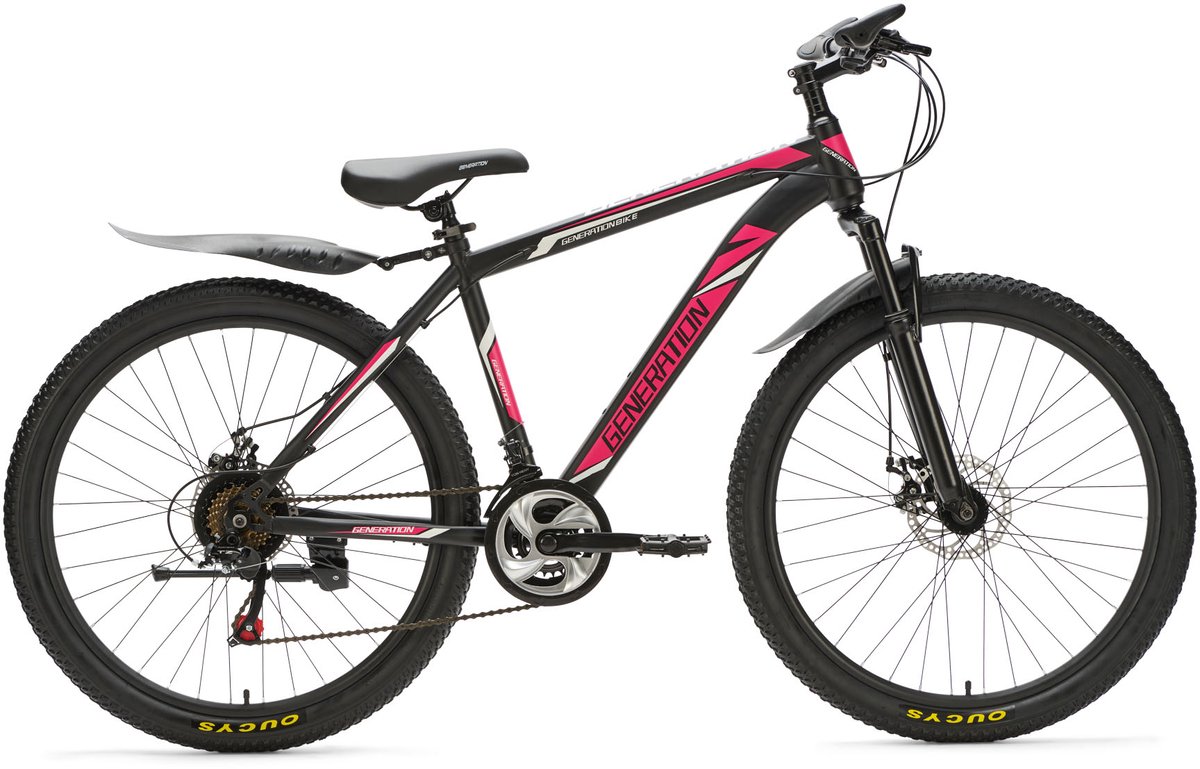 generation mountainbike 26 inch roze zwart spatborden