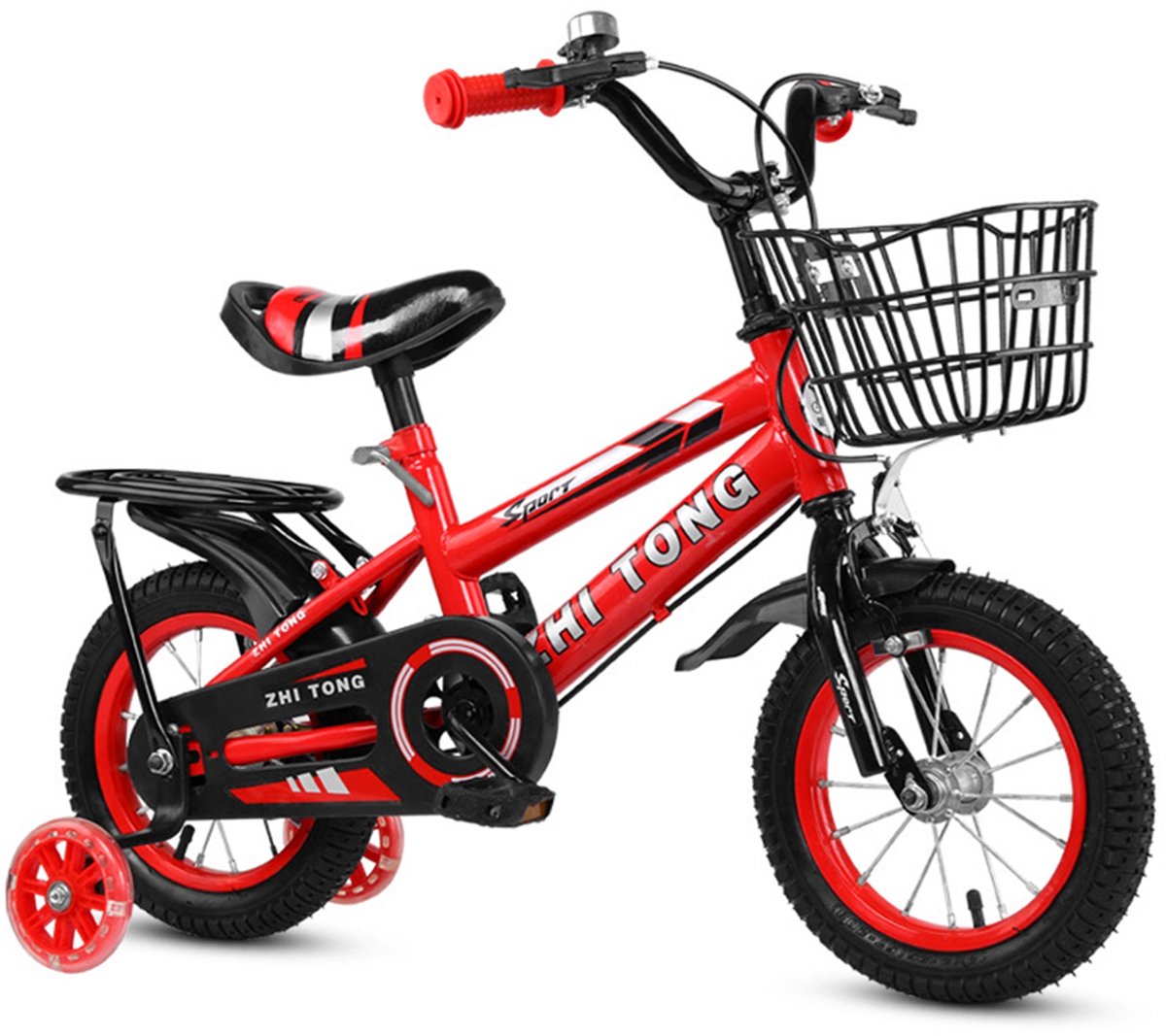 Kinderfiets 16 Inch met Achterzitje – Jongens & Meisjes Fiets 2-7 Jaar – Verstelbaar Stuur & Zadel – Met Fietsmandje– Urban fiets – Rood Kinderfiets kopen online