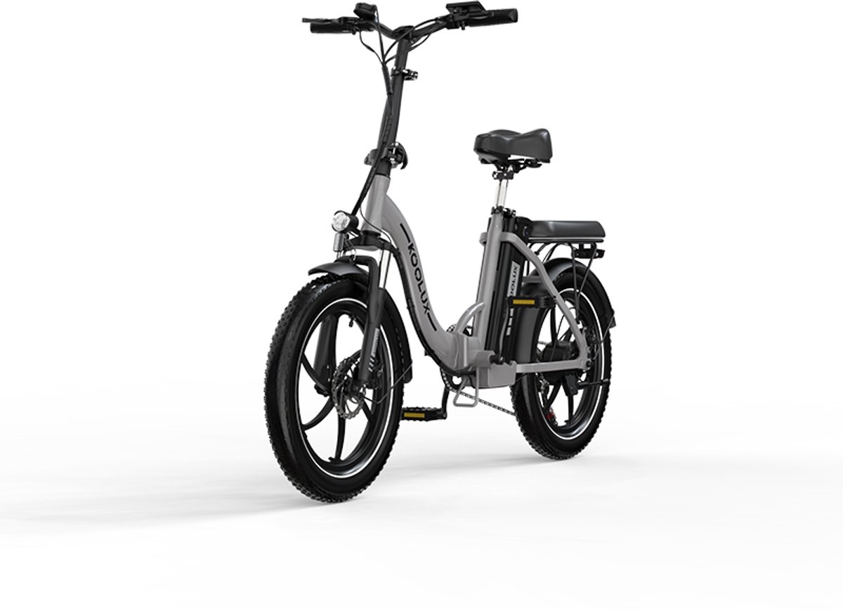 koolux bk6s elektrische vouwfiets e bike 20 x 3 0 inch dikke banden 36v 15ah lithium accu 250 w motor maximaal 25 u maximaal bereik 100km 7 speed versnelling lcd scherm aluminium frame grijs