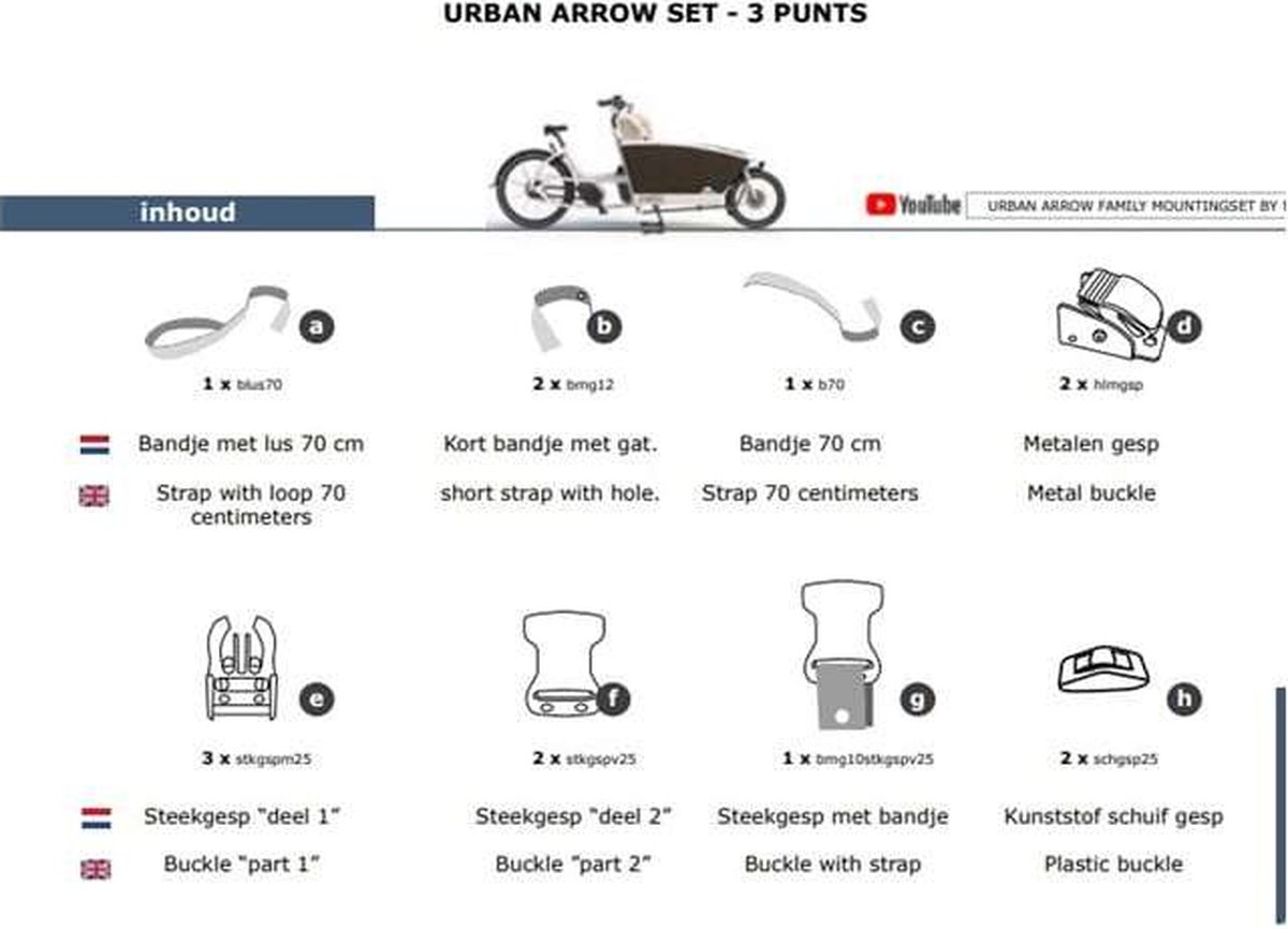 Melia Baby/peuter schaal bev.set 3P Urban Arrow bakfiets Fiets kopen online