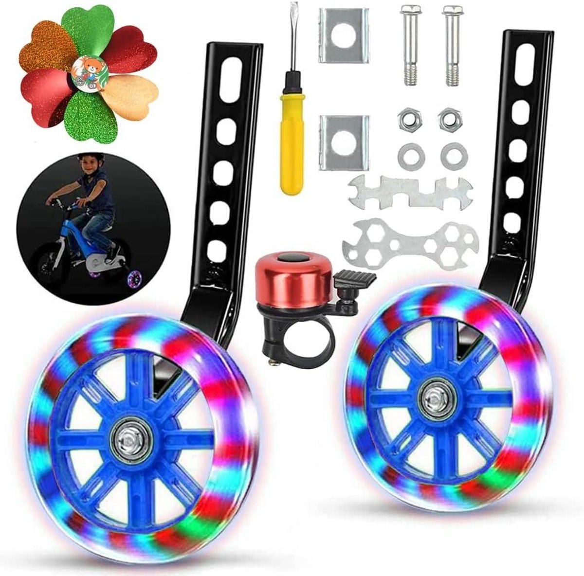 Steunwielen voor kinderfiets - Hulpwielen voor volwassenen - Blauw - Fietssteunwielen Kinderfiets kopen online