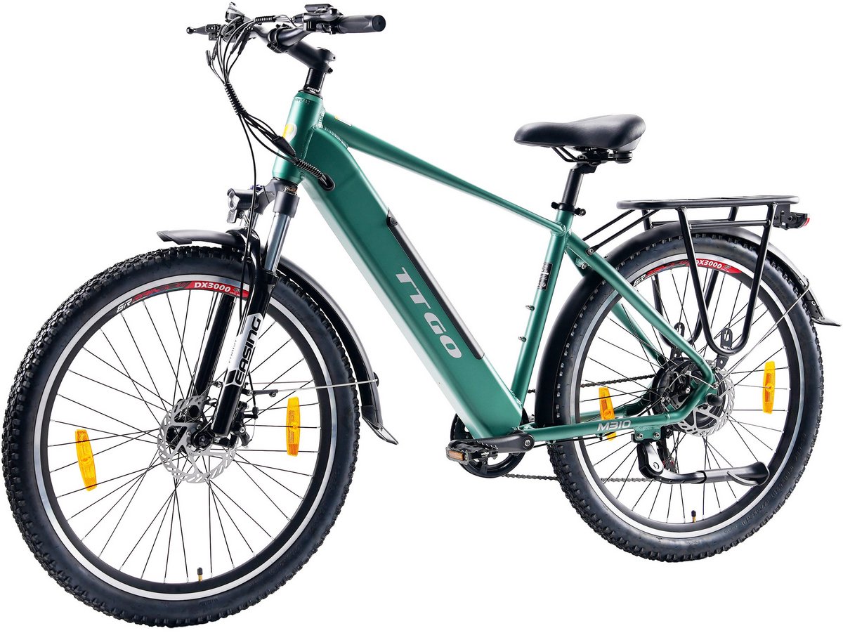 TTGO Elektrische Fiets M310 - 540 Wh / 36V 15Ah Accu - 80 km Actieradius - 27.5 Inch Wielen - Shimano 7 Versnellingen - 250W Motor - Aluminium Frame - LCD Display - Elektrische Stadsfiets - Groen Fiets (elektrisch) kopen online