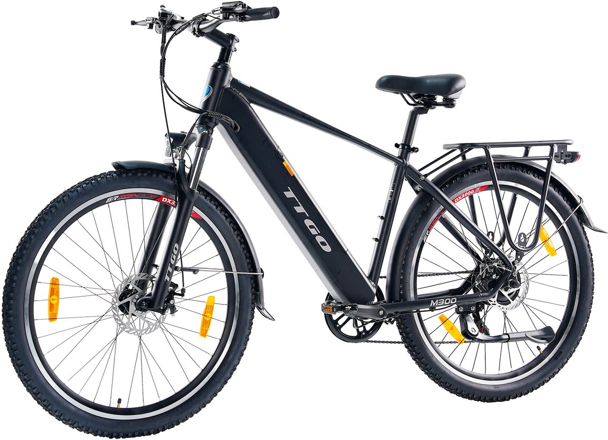 ttgo m300 elektrische fiets 250w motor 36v20ah batterij 27 5 2 1 band 80 km actieradius shimano 7 versnellingen mechanische schijfremmen zwart