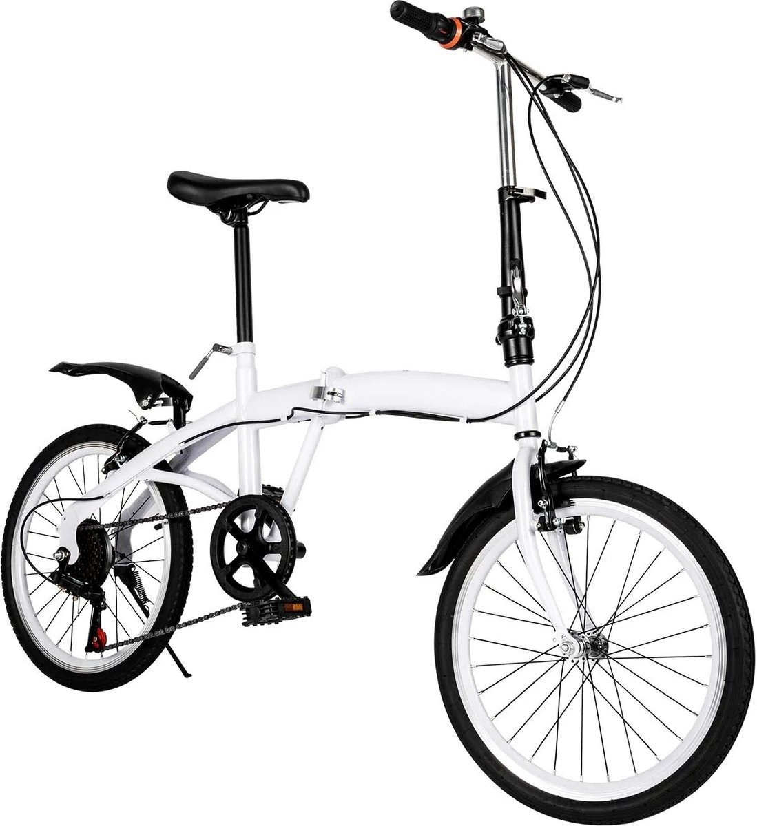 wnhb opvouwbare fiets 20 inch met 6 versnellingen draagbaar verstelbaar compact wit