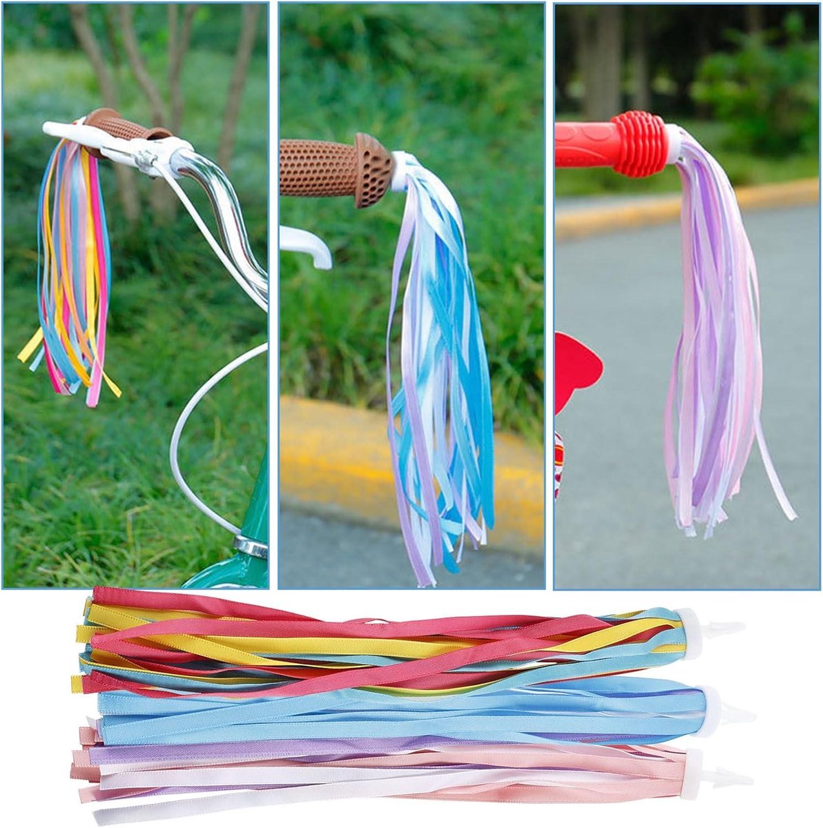 Zeynomax - Stuurfranjes en stuurkwasten voor kinderfiets - Set van 3 paar - Kleurrijk decoratief fietsaccessoire - Streamerbanden Kinderfiets kopen online