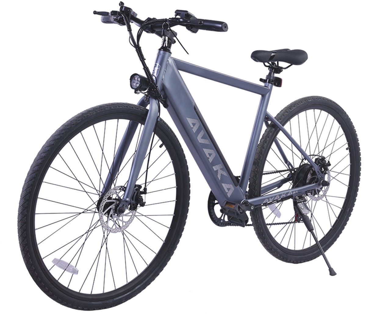 1 elektrische stadsfiets 250w motor 45 km bereik smart lcd scherm dubbele schijfremmen voor en achter grijs
