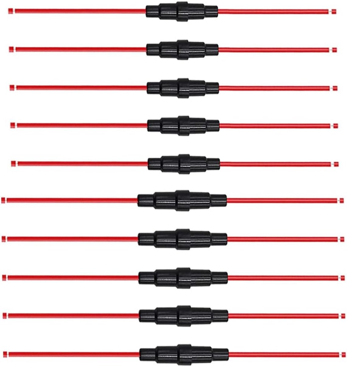 10 Pieces Inline Glass Tube Fuse Holder Set - 32V 20A Car AGC Glass Fuse Holder - met 16 AWG Draad - (5Pcs 5 X 20mm + 5Pcs 6 X 30mm) Skateonderdeel kopen online