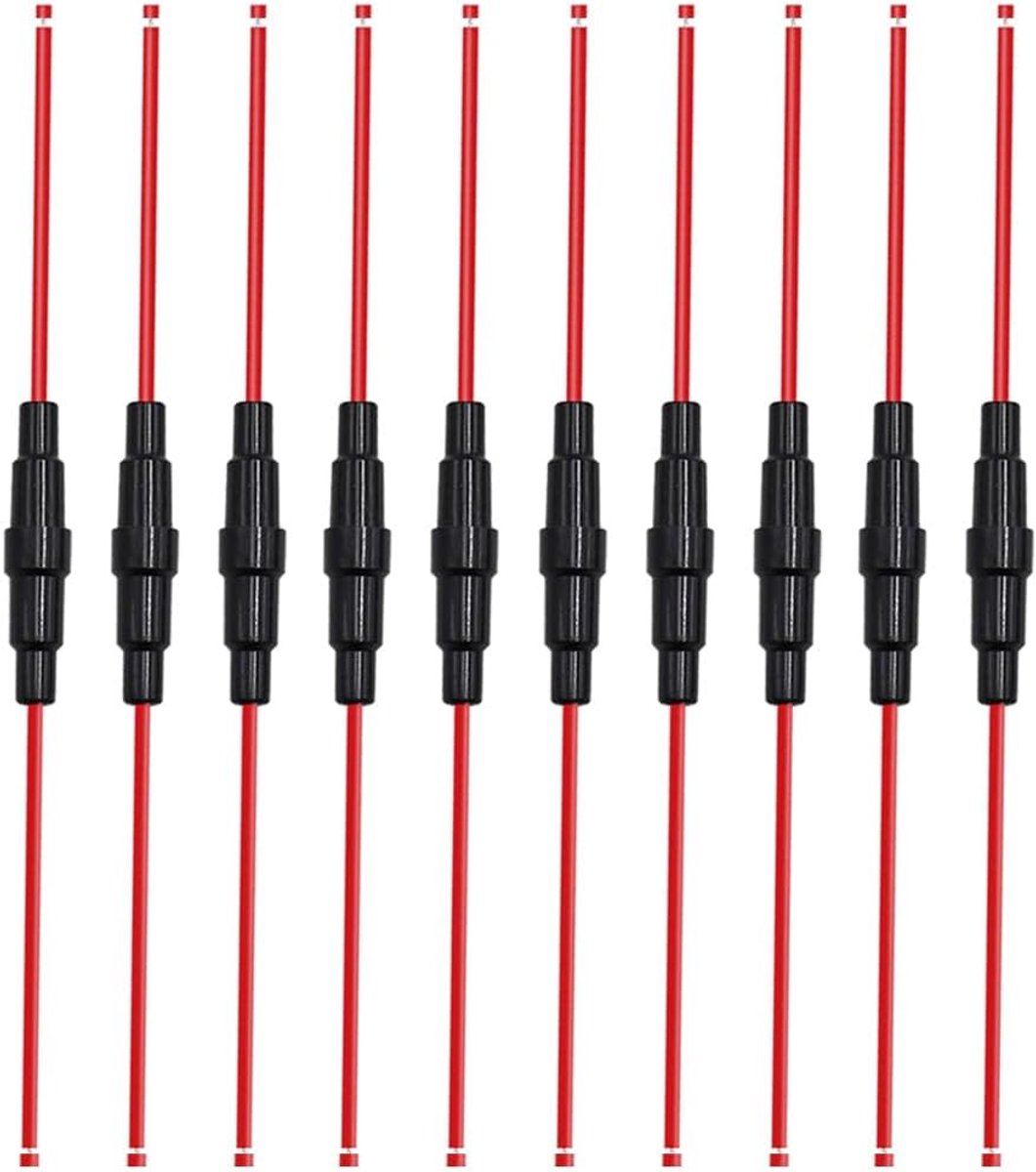 10pcs 6 x 30mm inline glass tube fuse holder 32v 20a car agc glass fuse holder met 16 awg draad zwart