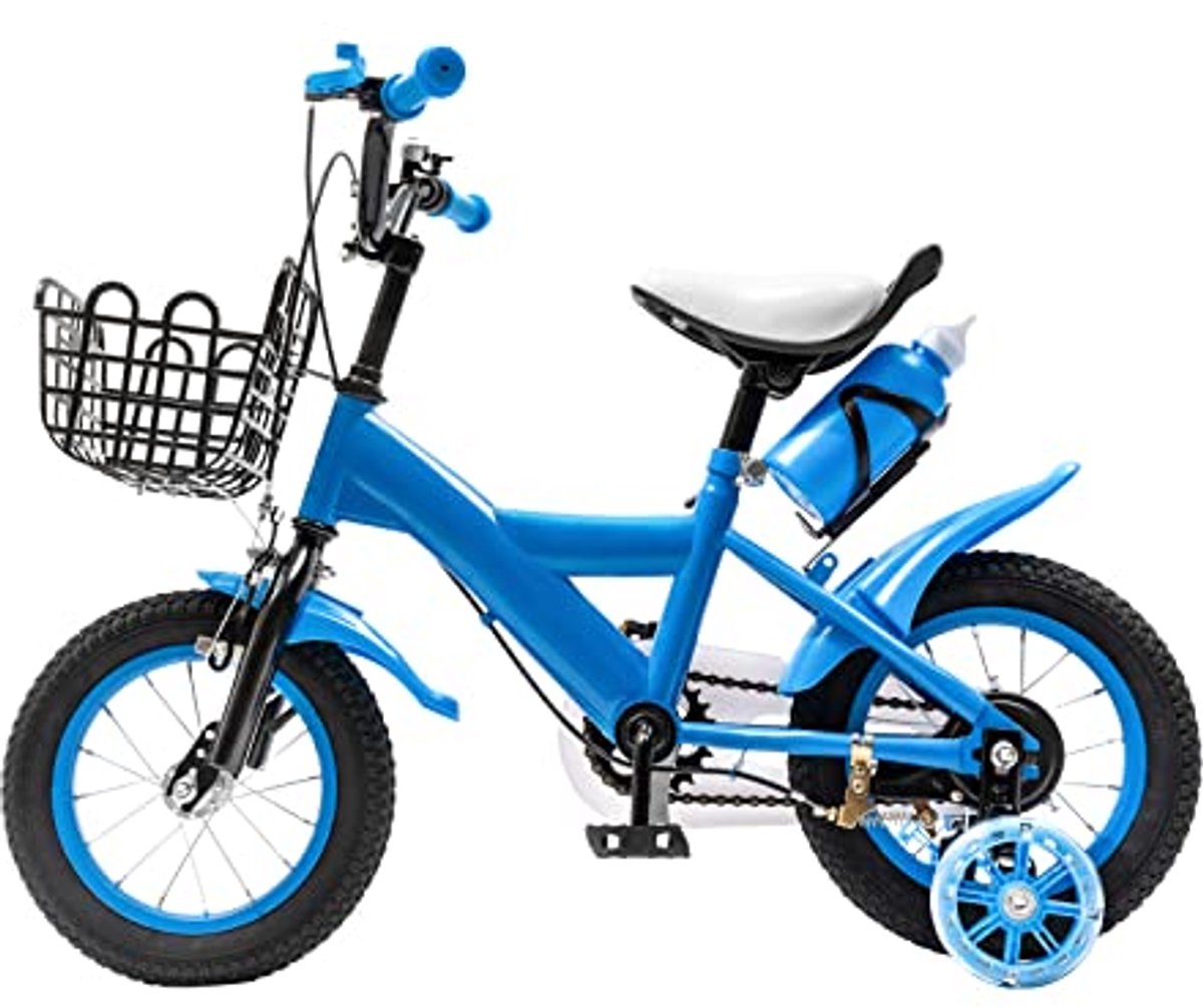 12 inch kinderfiets met steunwielen en opbergmand - Antislip en slijtvast Kinderfiets kopen online