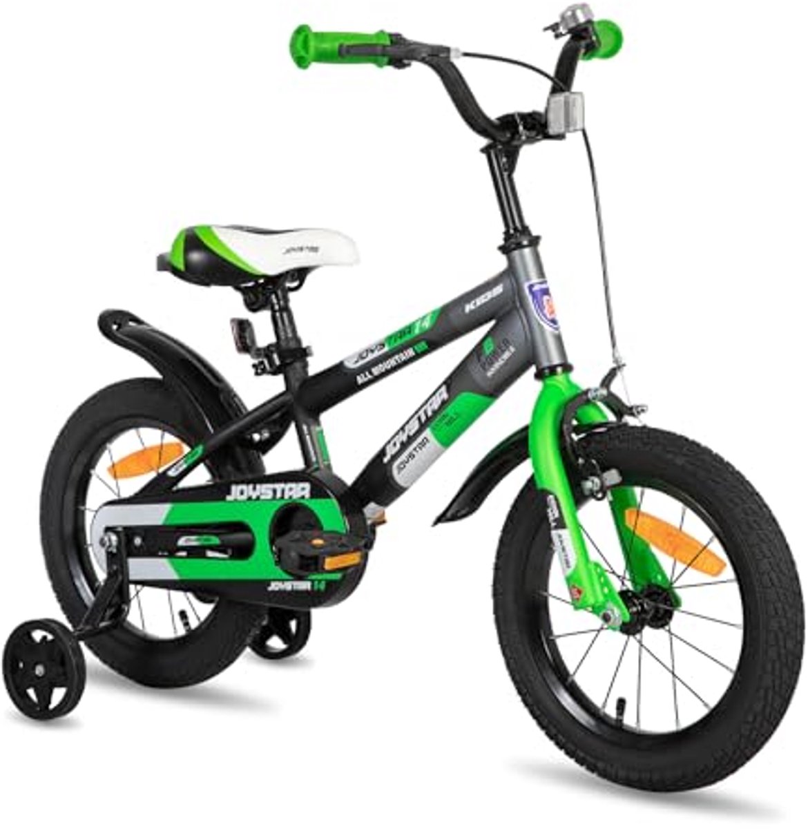 14 inch kinderfiets voor jongens en meisjes groen met stabilisatoren