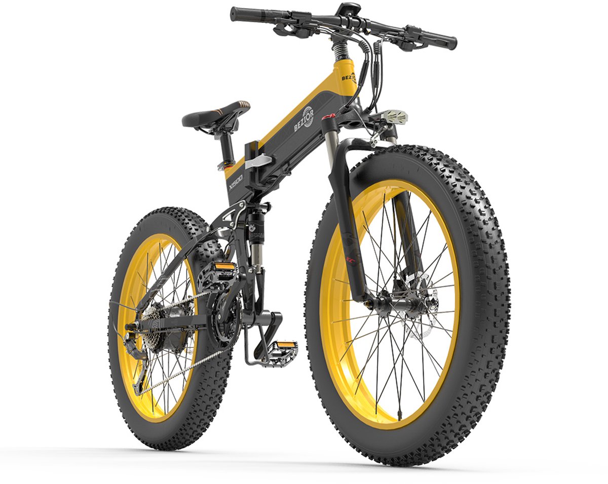 1x elektrische fatbike 100km bereik 250w motor 26x4 0 banden vouwbaar frame stadsfiets 5 slimme lcd meter zwart en geel