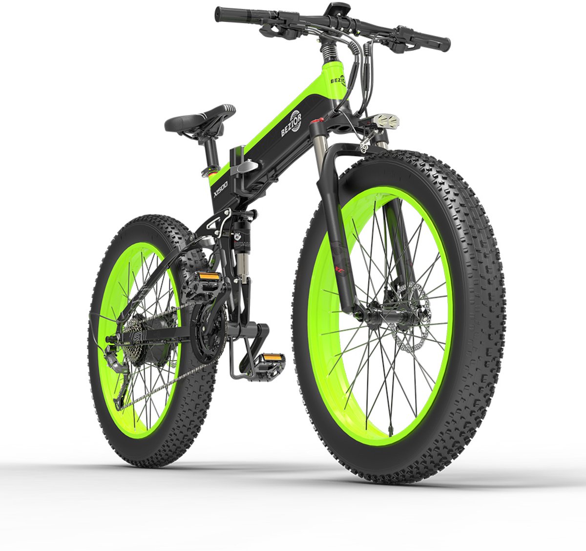 1x elektrische fatbike 100km bereik 250w motor 26x4 0 banden vouwbaar frame stadsfiets 5 slimme lcd meter zwart en groen