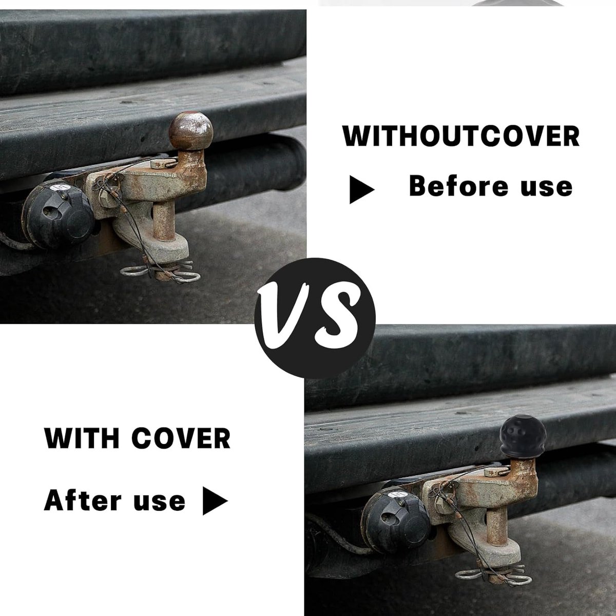 2 Pcs Tow Bar Cover Rubber Hood - Spherical Protective Cover - Black Hood Tow Bar - Tow Bar Trailer - Auto Truck Caravan 2pcs Buitenspeelvoertuigaccessoire kopen online