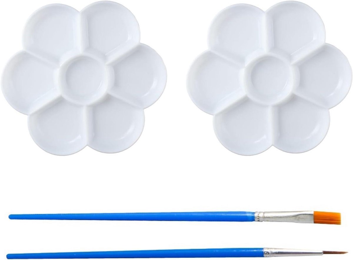 2 stuks ronde kunststof mengpaletten 7 well studio porselein palet 17 cm voor aquarel en gouache wit rond palet