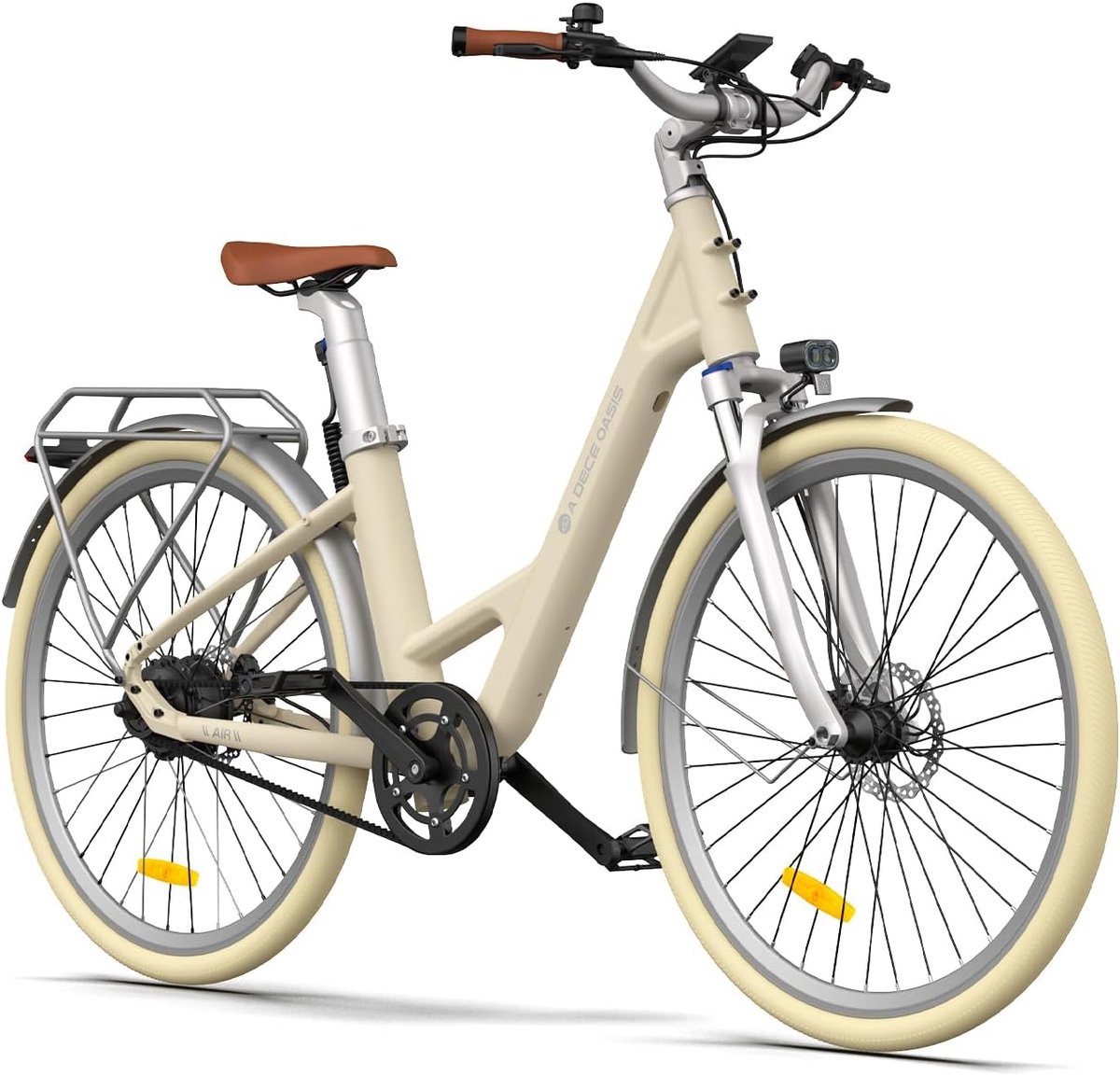 28 inch stadsfiets met e bike technologie 36v lithium batterij hydraulische schijfremmen eco en sportmodus