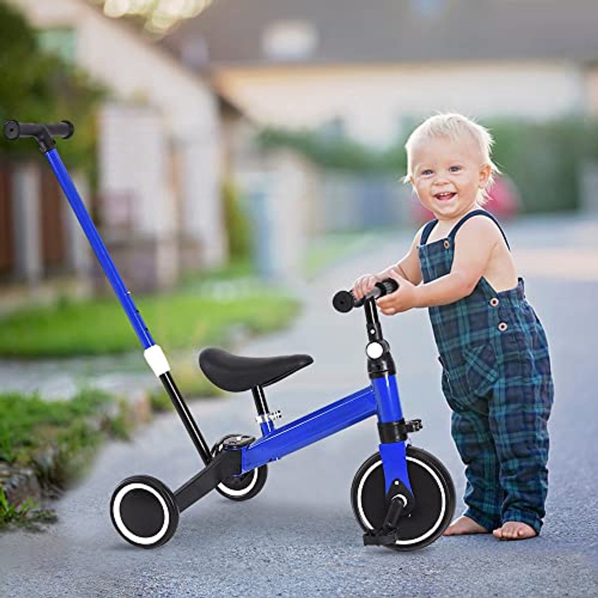 3-in-1 Loopfiets voor Kinderen van 1,5 tot 5 Jaar - Driewieler met Duwersysteem in Blauw Driewieler kopen online
