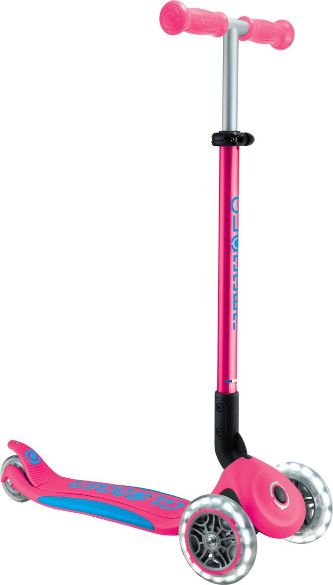 3-Wiel Step - Globber Primo Foldable Plus Lights Fuchsia - roze - lichtgevende wielen - vouwbaar - in hoogte verstelbaar - vanaf 3 tot 9 jaar Step kopen online