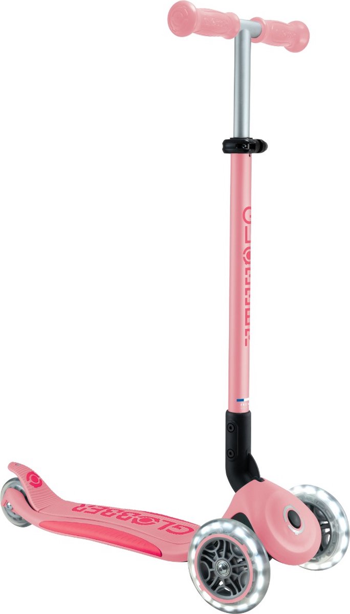 3-Wiel Step - Globber Primo Foldable Plus Lights Pastel Pink - roze - lichtgevende wielen - vouwbaar - in hoogte verstelbaar - vanaf 3 tot 9 jaar Step kopen online