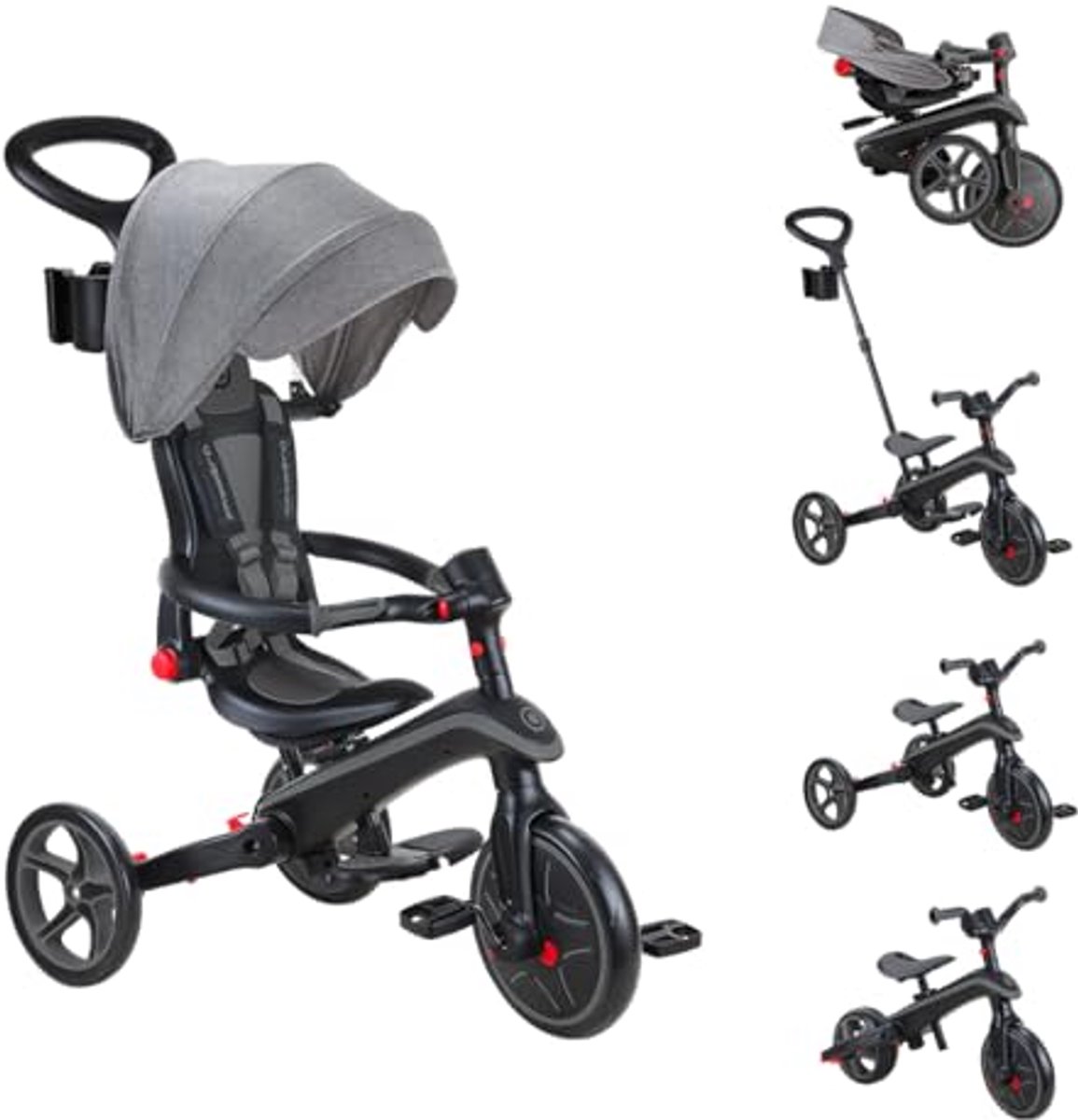4-in-1 Opvouwbare Trike voor Peuters - Balansfiets en Trike voor Kinderen van 10 Maanden tot 5 Jaar - Zwart en Grijs Driewieler kopen online