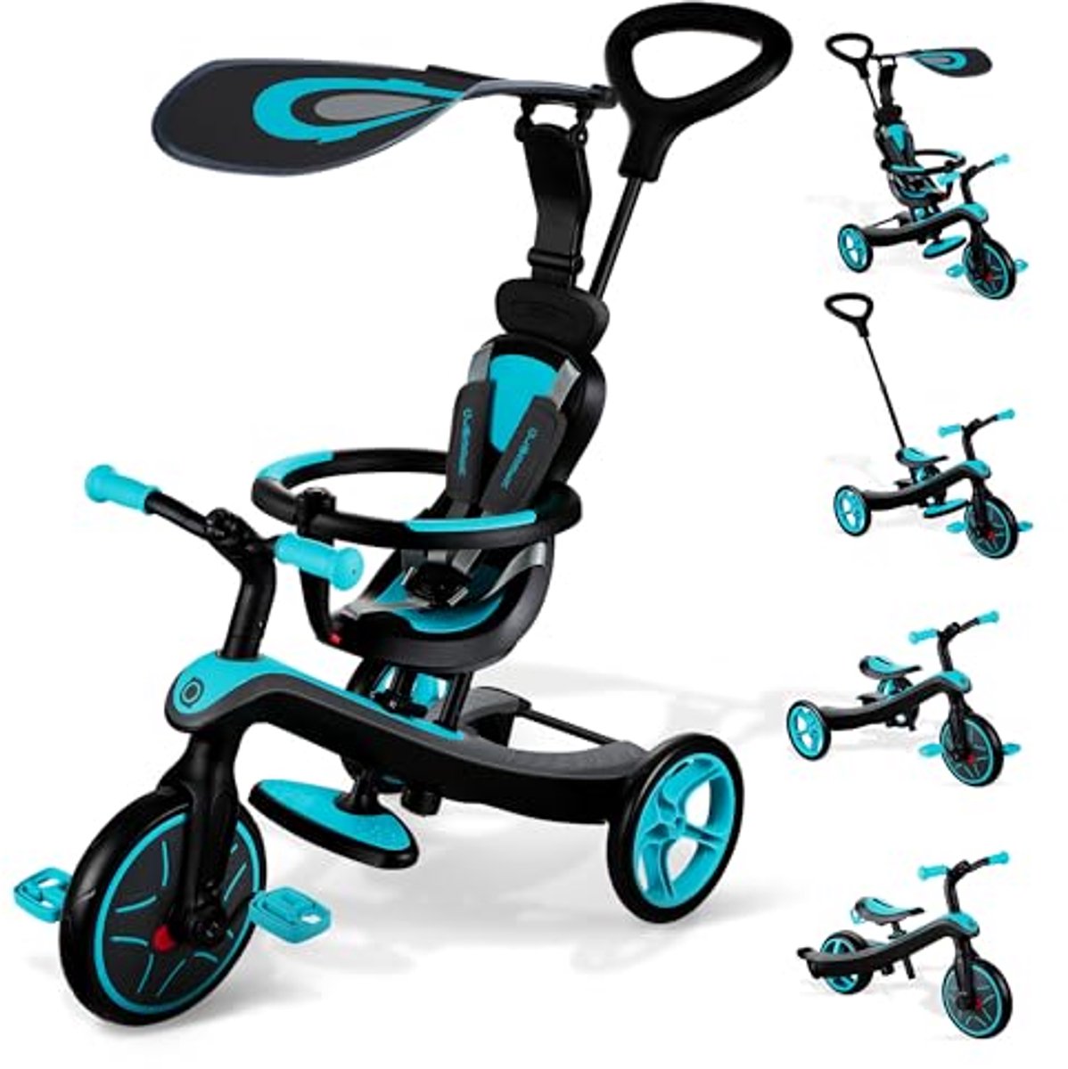 4 in 1 schaalbare dreirijder en loopfiets voor peuters geschikt van 10 maanden tot 5 jaar eendblauw