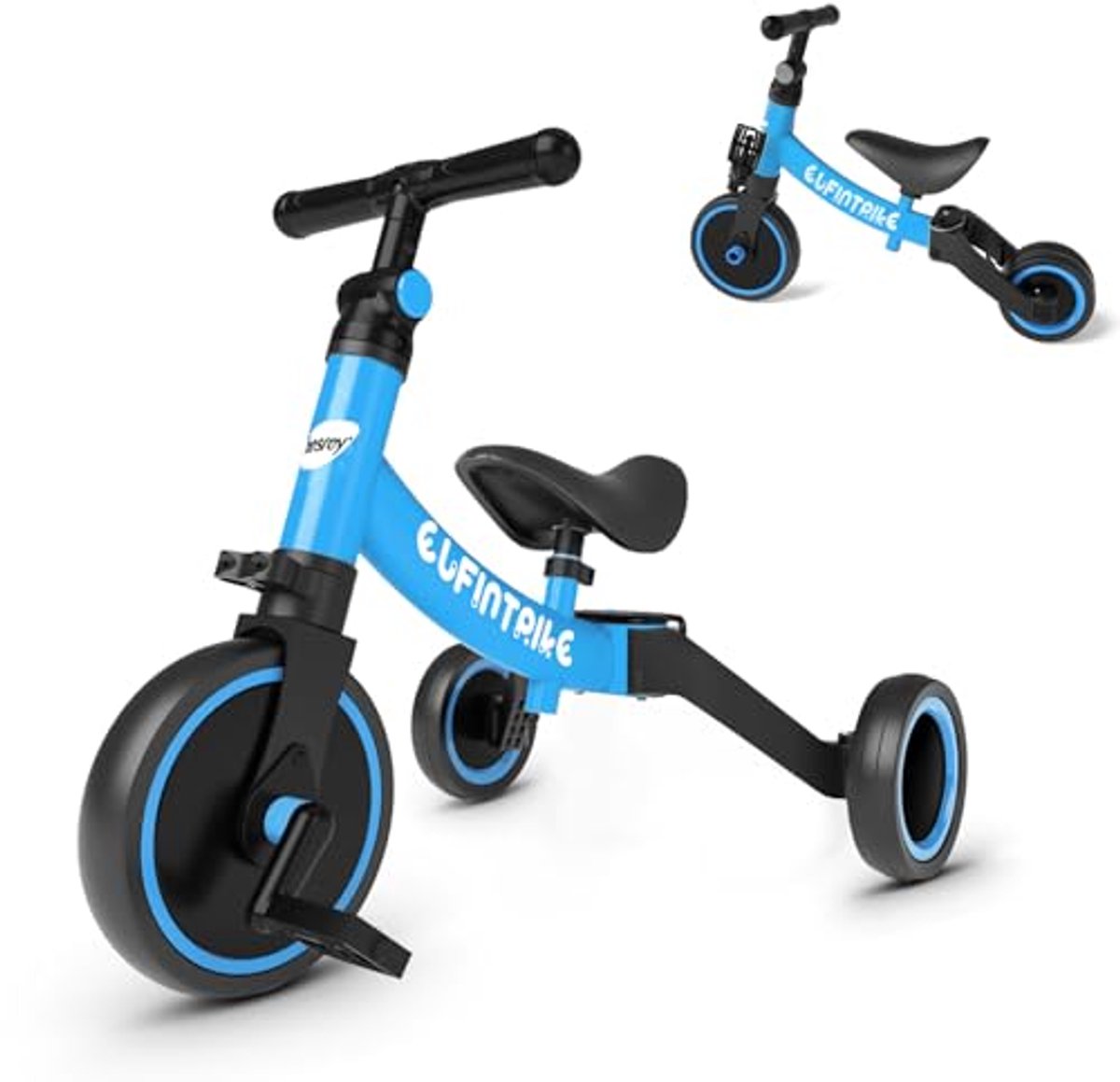 5-in-1 Kinderdriehoek, Loopfiets, Balance Bike en Rijdhulp voor Kinderen van 1 tot 4 jaar, Blauw Driewieler kopen online