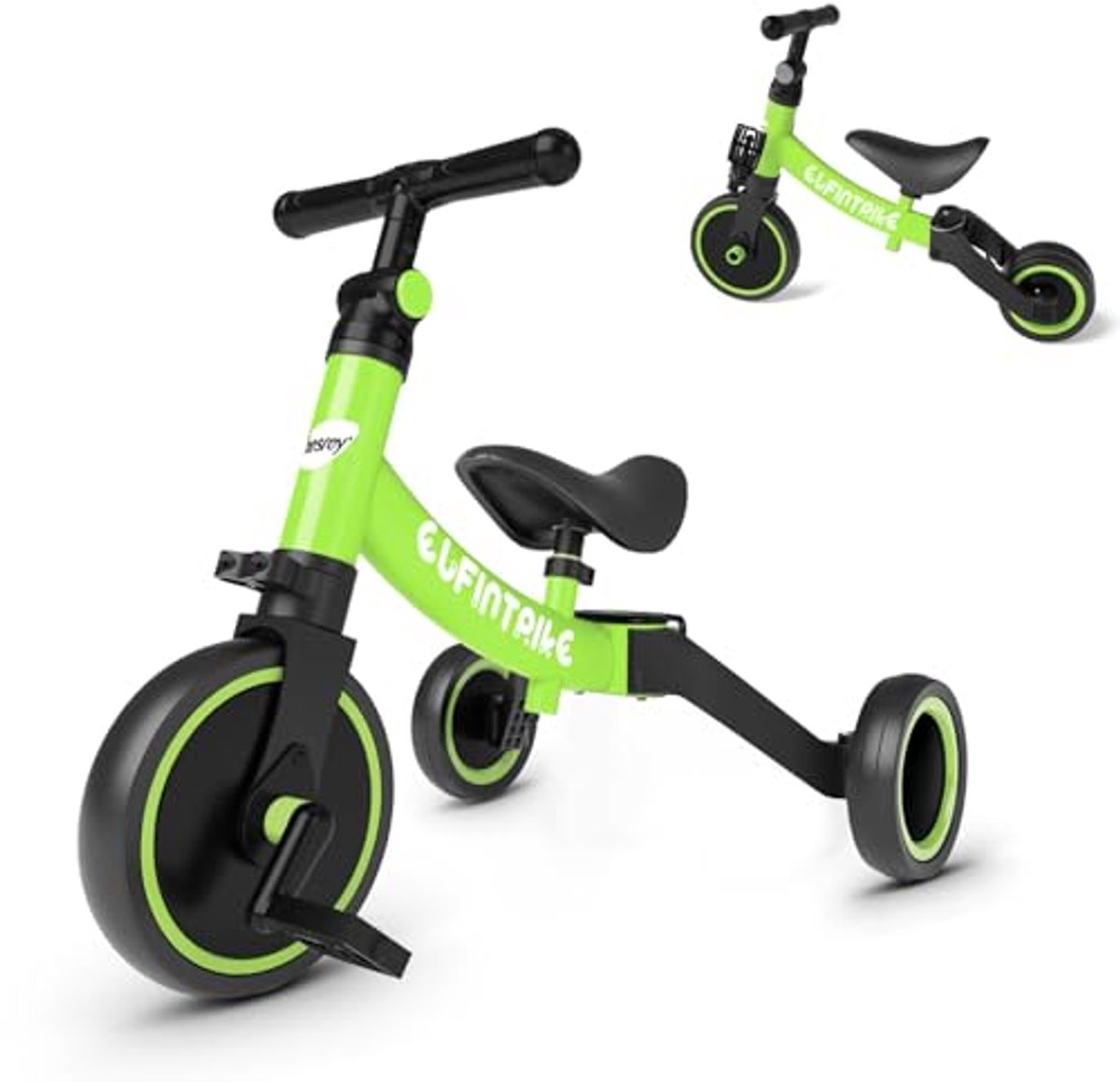 5 in 1 loopfiets en driewieler voor kinderen van 1 tot 4 jaar groen