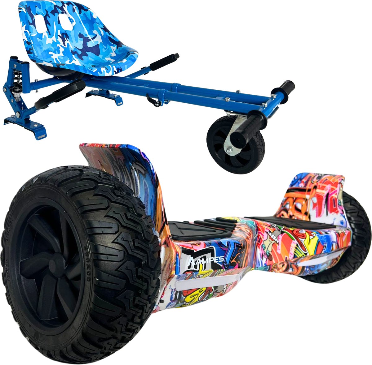 8,5 Off Road Hoverboard Graffiti + Hoverkart Vering Blauw Hoverboard kopen online