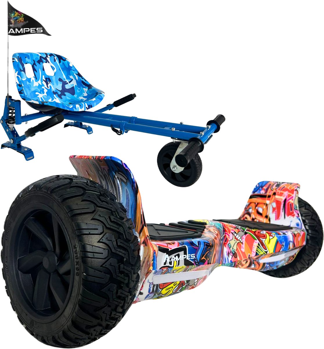 8,5 Off Road Hoverboard Graffiti + Kart Vering Blauw Hoverboard kopen online