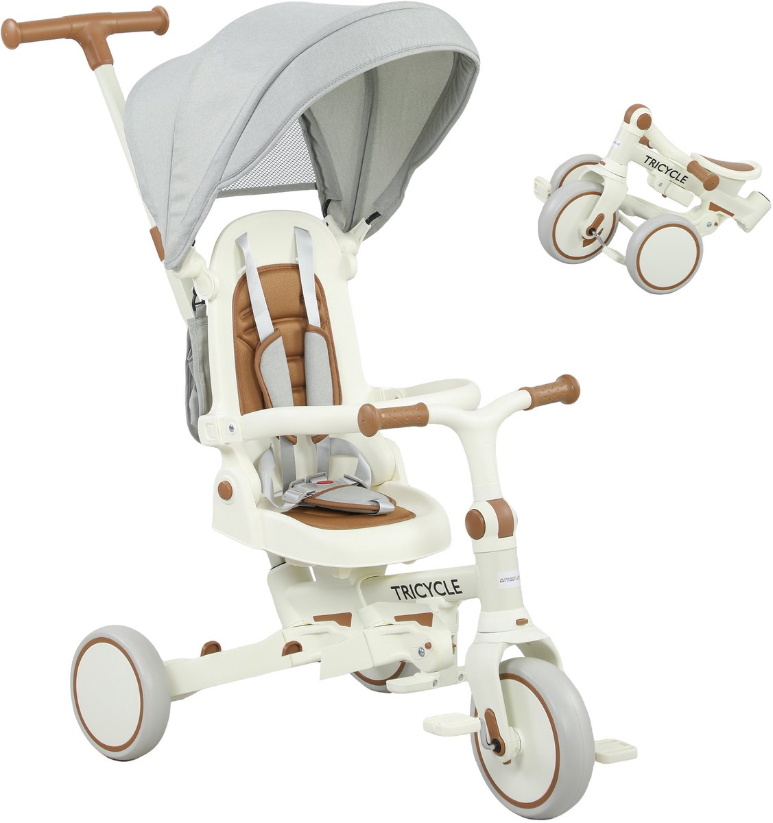 AIYAPLAY Kinderdriewieler Aluminiumlegering 96,5L x 49B x 101H cm Roomwit Driewieler kopen online