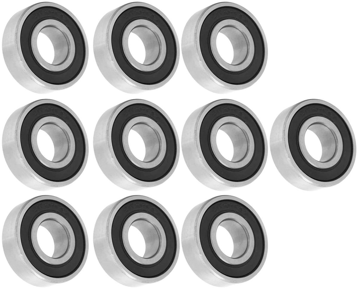 allecto plus 10 stuks kogellagers 6202 rs voor skateboards rolschaatsen en lange planken zwart rubber 15 x 35 mm