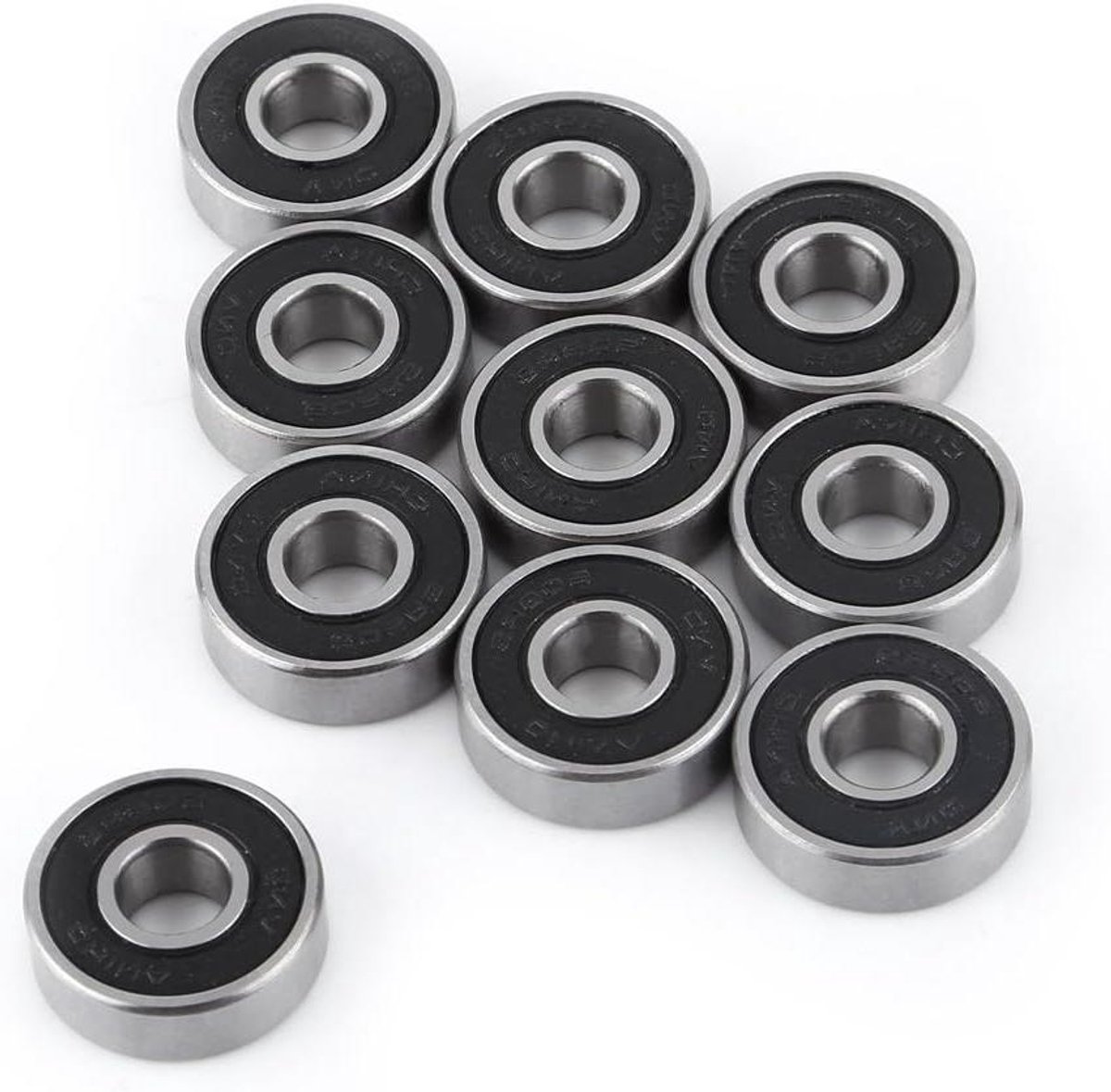 Allecto Plus - 10 stuks kogellagers met zwart rubber afgedicht - diepe groef - soepel draaiende wielen Skateonderdeel kopen online