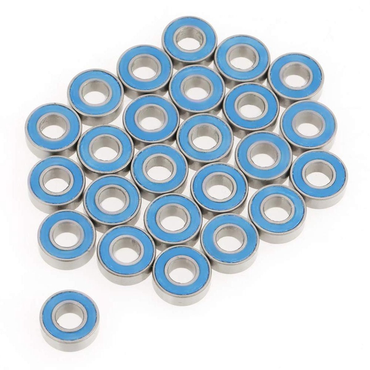 allecto plus 25 delige set blauwe metalen rubber afgedichte kogellagers 5 11 4 mm voor skateboard of rollerblades