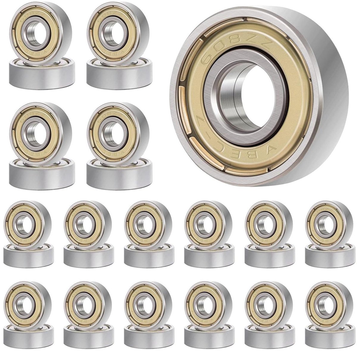 Allecto Plus - 50 stuks ABEC-7 groefkogellagers voor skateboard en scooter, 8 mm x 22 mm x 7 mm Skateonderdeel kopen online