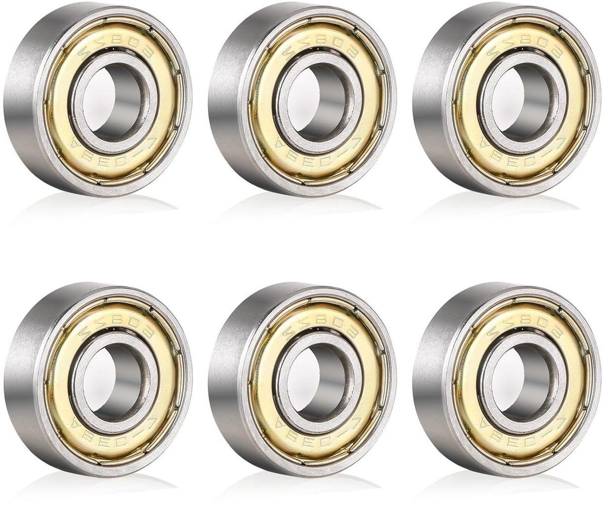 Allecto Plus - 608ZZ Kogellagers 6 stuks 8 mm x 22 mm x 7 mm metaal Double Shielded voor skateboard en inline skates - ABEC-lagers compatibel Skateonderdeel kopen online