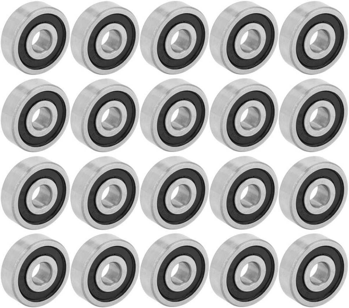 Allecto plus - Diep-groeflager 20 stuks voor skateboards en machines met metalen en rubberen verzegeling 16mm x 5mm x 5mm Skateonderdeel kopen online