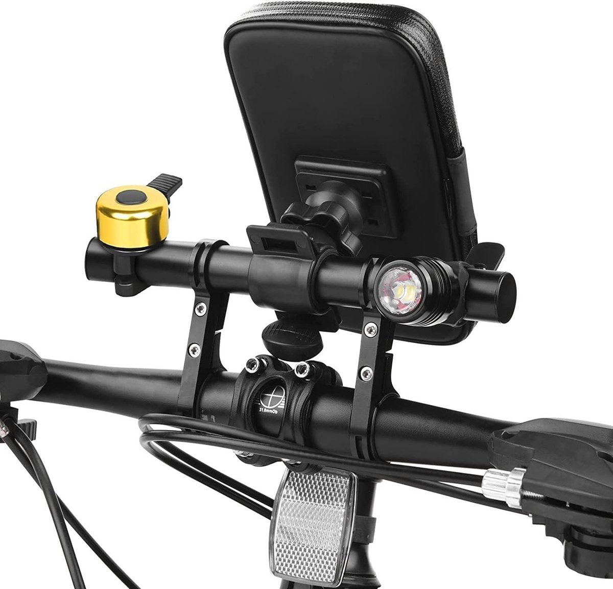 allecto plus fietsstuurverlenging 20 cm aluminiumlegering zwart met schroevendraaier