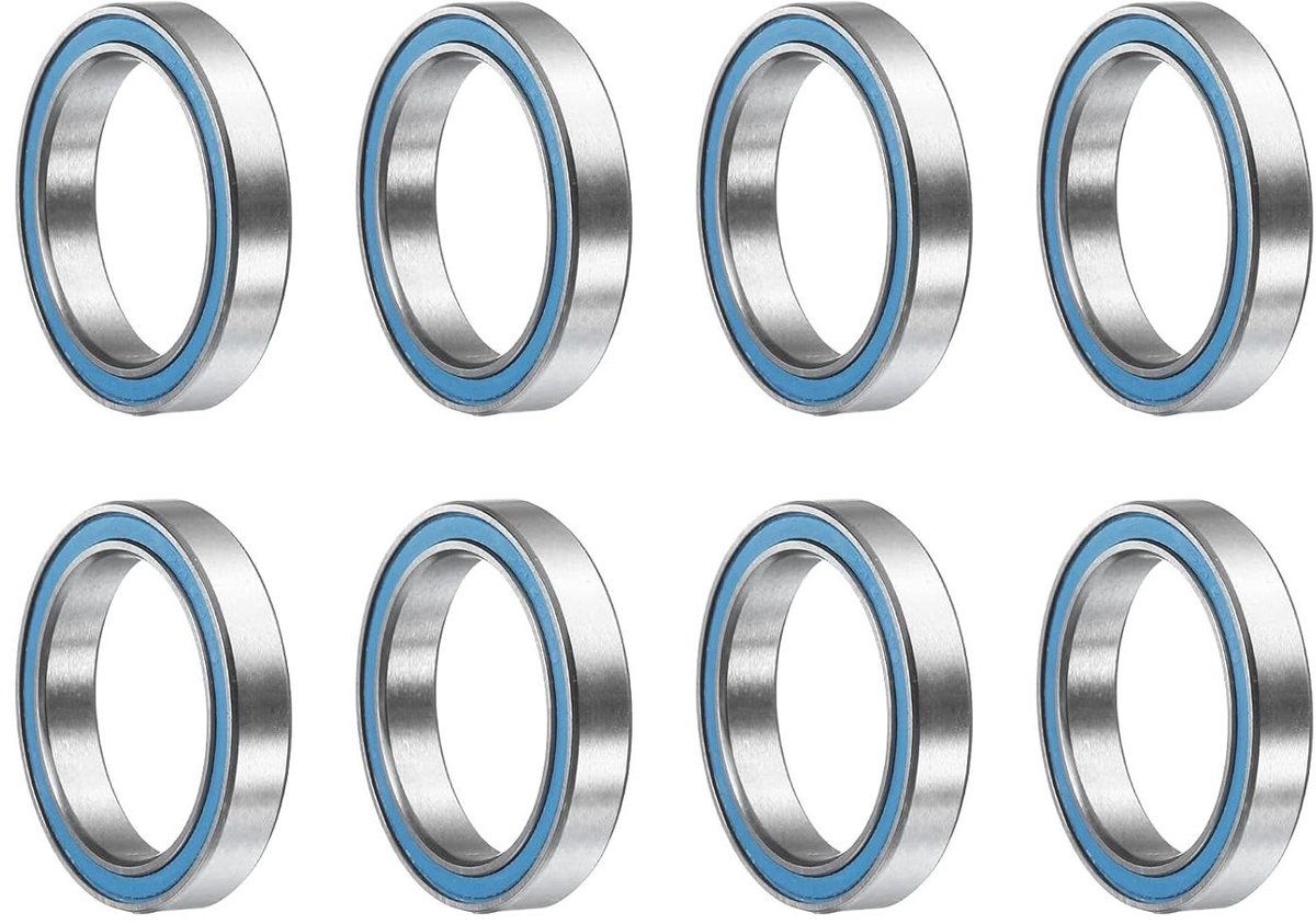 Allecto plus - Groefkogellagers 8 stuks 17x23x4 mm Verchroomd Staal Blauw Skateonderdeel kopen online