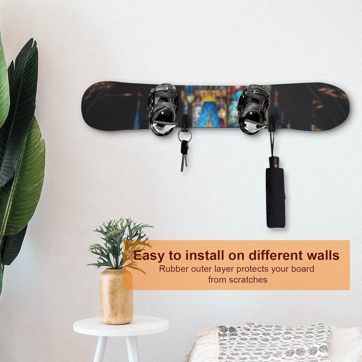 allecto plus horizontaal snowboardrek voor wandmontage sterk staal snowboard en longboard displayrek opberghanger voor kamergarage skiplankopslag in zwart 2 stuks
