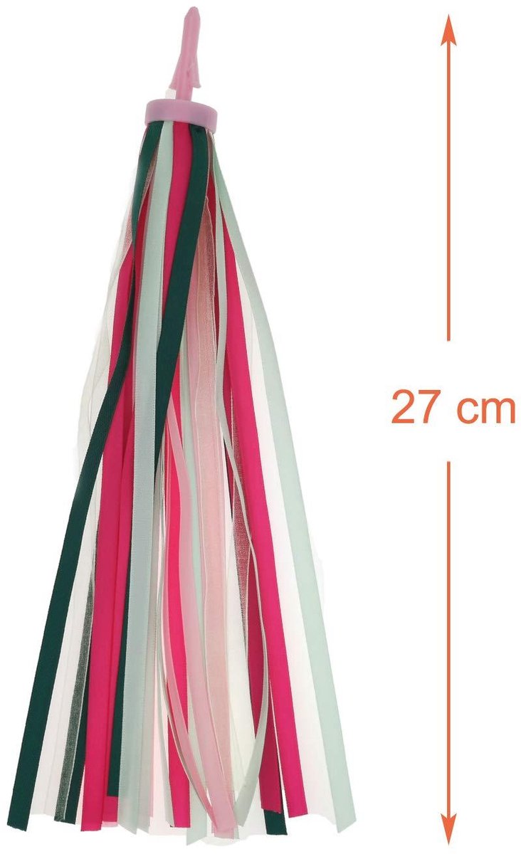 allecto plus kinderfiets accessoires voor fietsstuur streamers meisjes en jongens 27 cm rood geel roze blauw gemengd