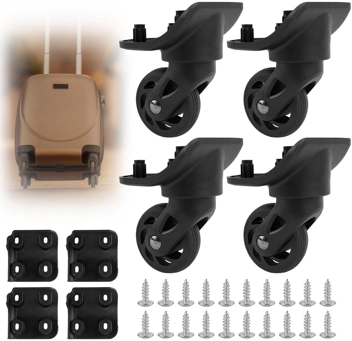 allecto plus reserve wielen voor bagagekoffer zwart set van 2 stuks