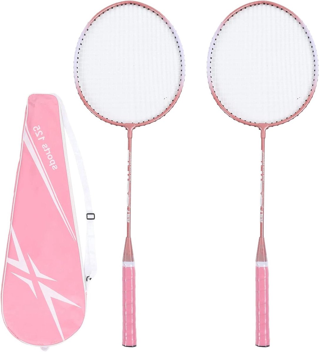 allecto plus roze badmintonrackets voor beginners en studententraining antislip grip nylon materiaal 650 mm totale lengte ijzeren legering frame