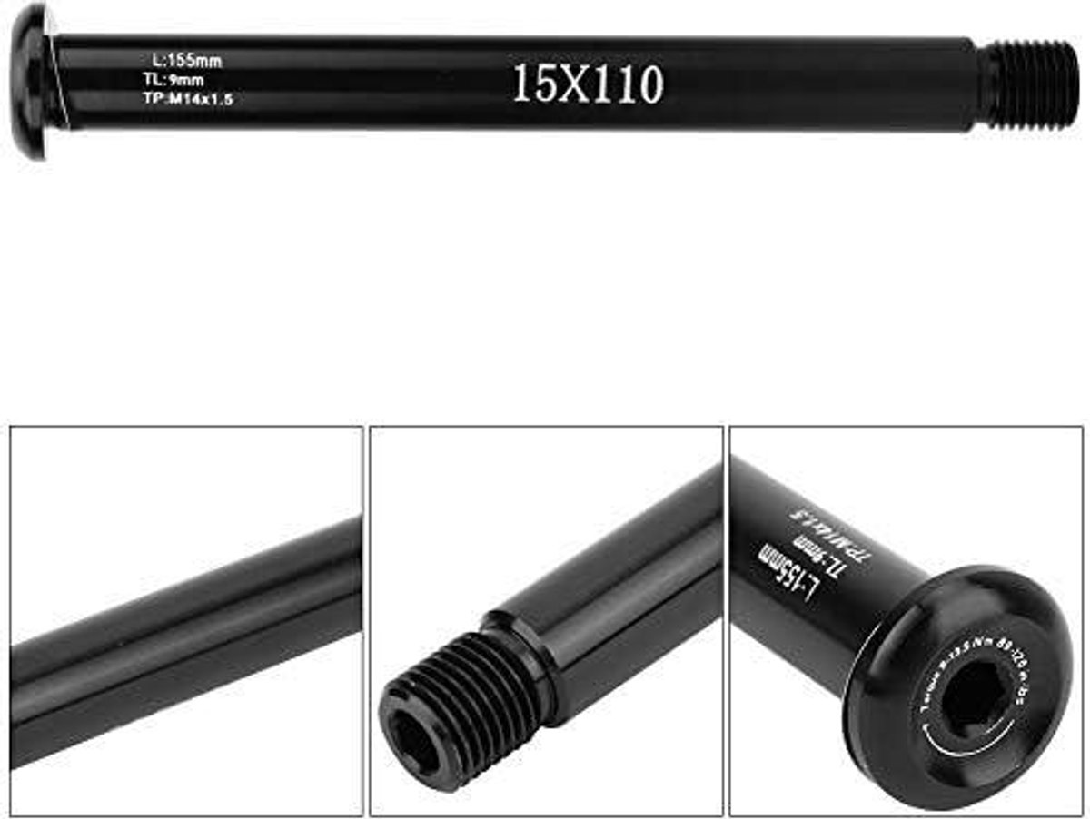 Allecto plus - Steekasfiets, Aluminium | Lengte: 155mm | Diameter: 9mm | Draad: M14x1,5 | Lichtgewicht Zwarte Fiets Stuurbuis Quick Release Fiets Vork Mount Steekas Voor FOX SC32 34 36 Serie Fiets kopen online