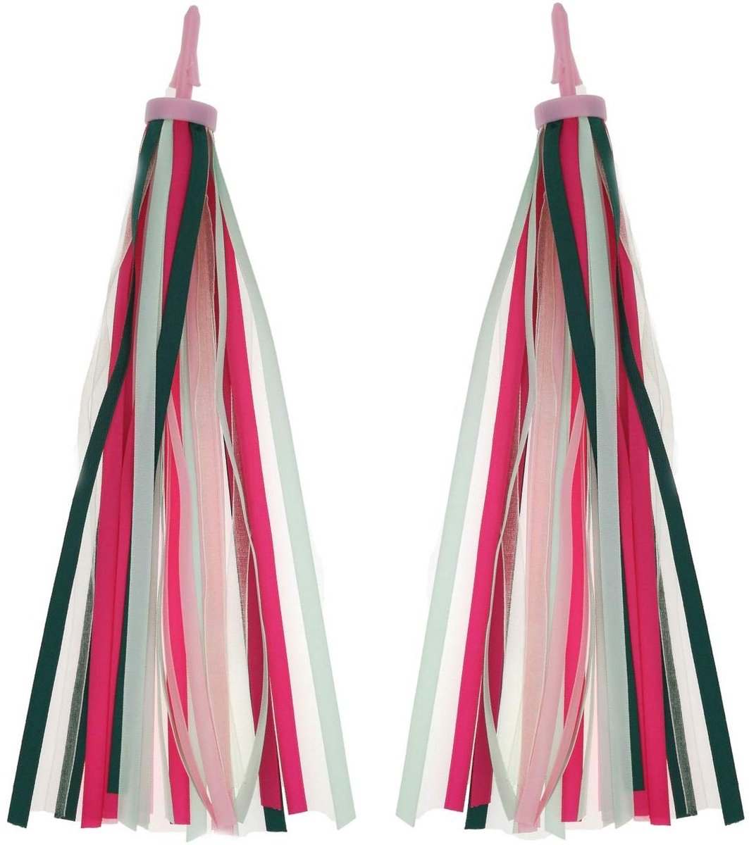 allecto plus streamer voor fietsstuur 2 stuks kinderfiets accessoires voor meisjes en jongens kleurrijk 27 cm rood geel roze en blauw gemengd