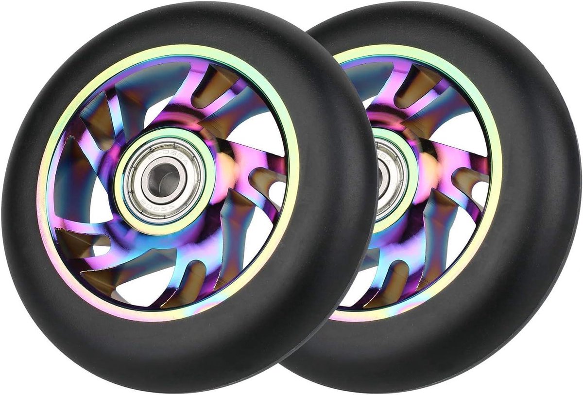 Allecto plus - stuntstepwielen, set van 2 stuks, 100 mm wielen met ABEC-9 lagers, PVC materiaal, geschikt voor stuntsteppen en kickscooters. Skateonderdeel kopen online