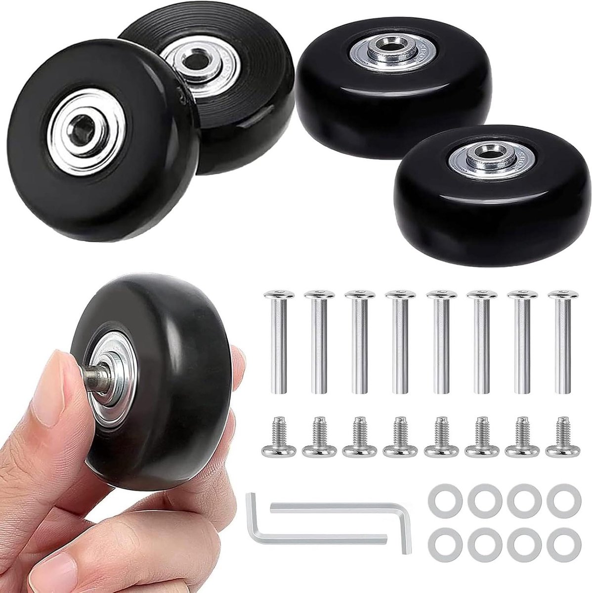 Allecto Plus - Universele Reservewielen voor Bagagekoffer - Set van 4 Stuks - Rubberen Vervangende Wieltjes - Geschikt voor Koffer, Trolleys, Skates en Kinderwagen Skateonderdeel kopen online